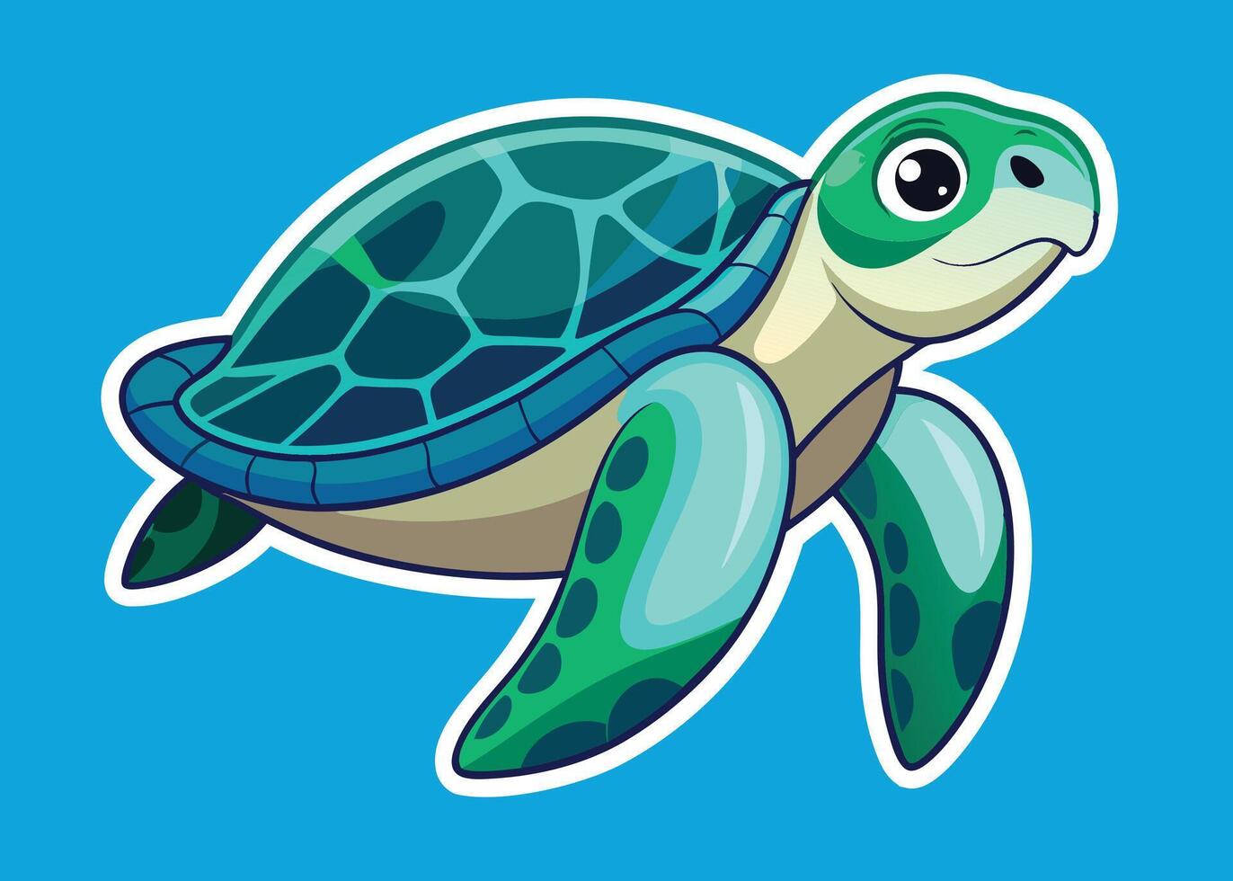 Adorable Green Turtle with Big Eyes vector
