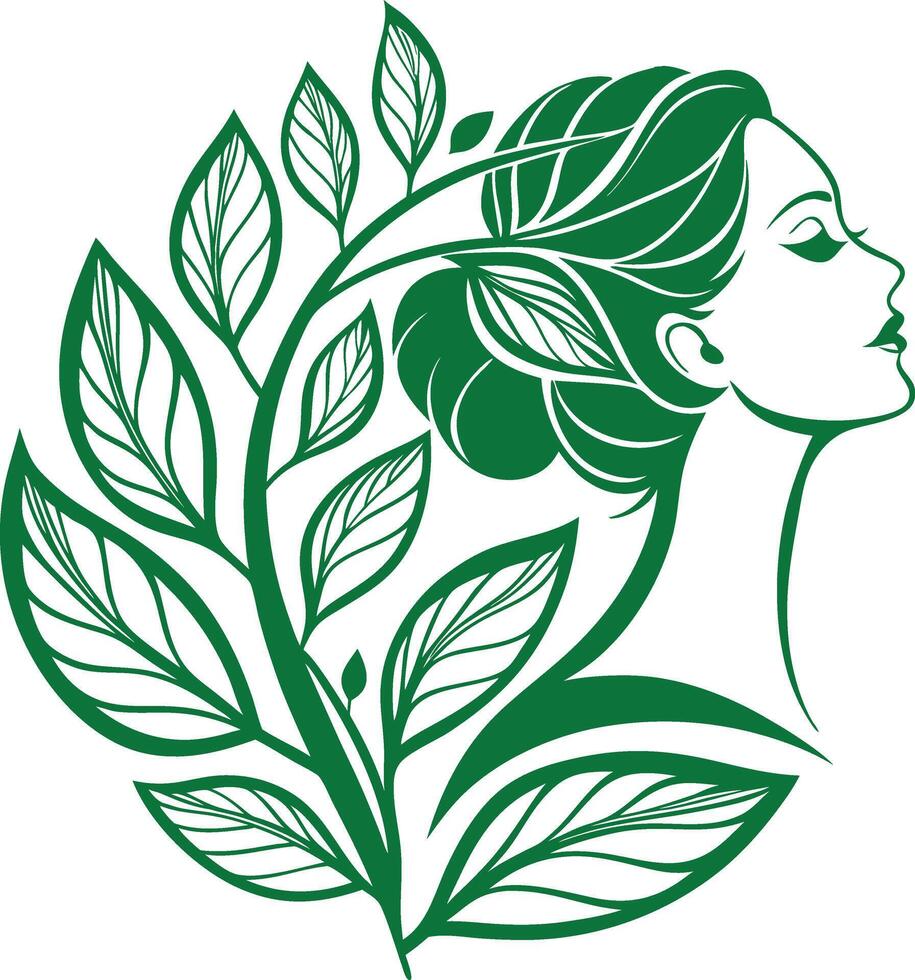 Girl with leaf hair vector
