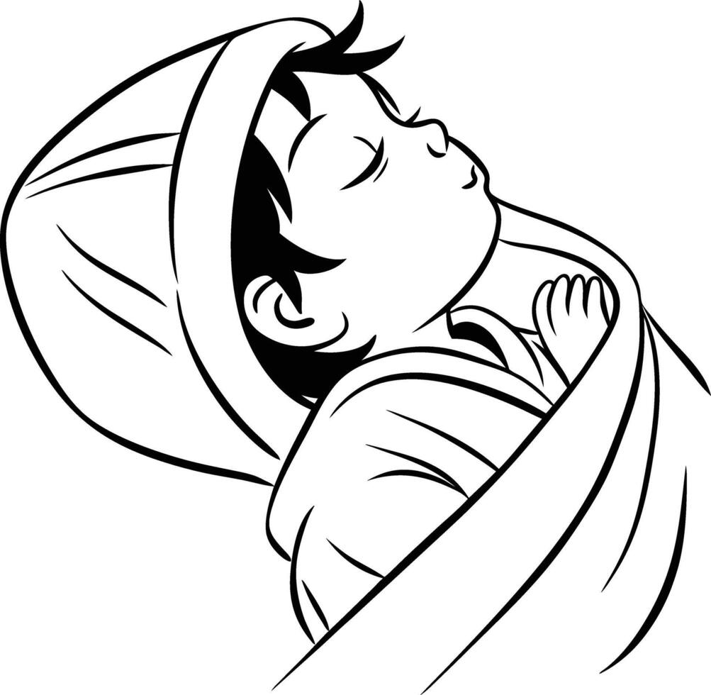 A new born baby on white background vector