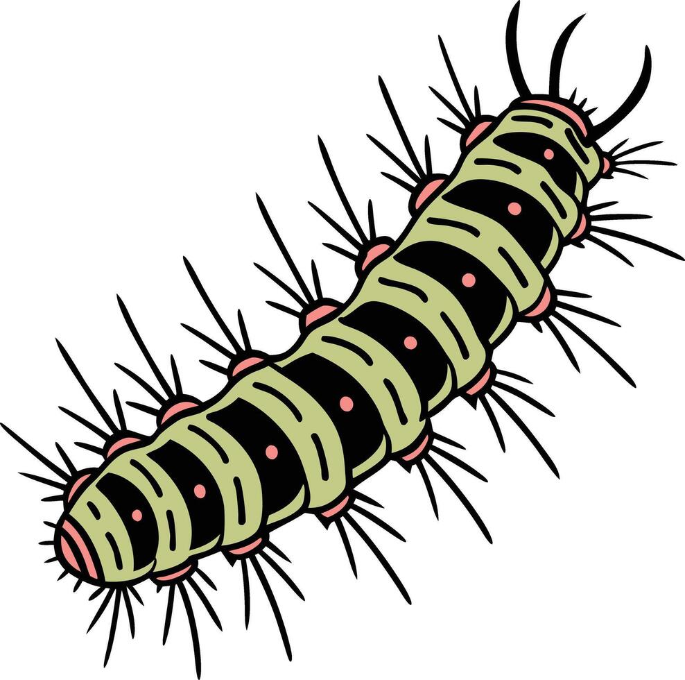 Big cartoon caterpillar vector