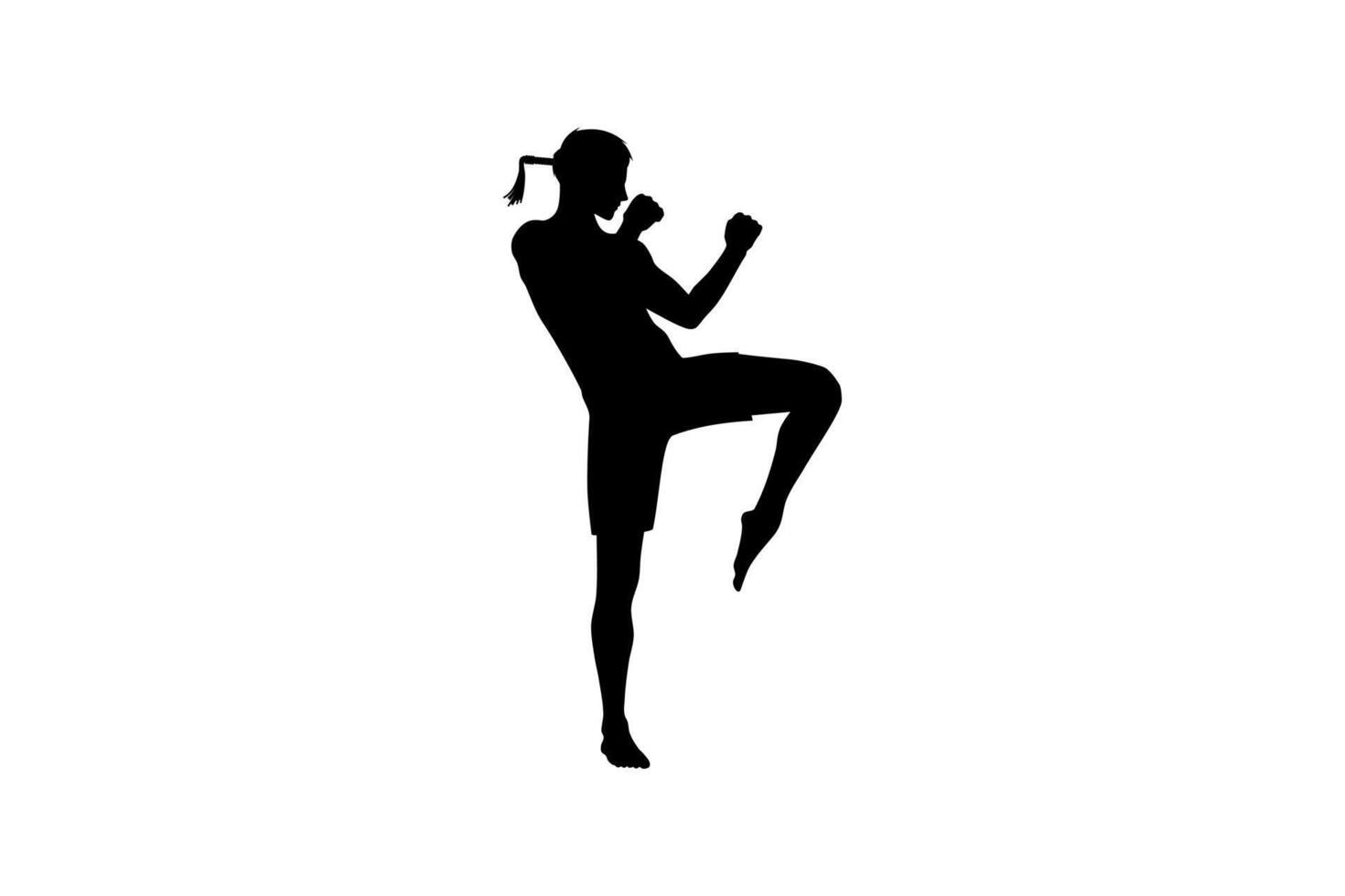 silhouette of muay thai martial arts stance vector
