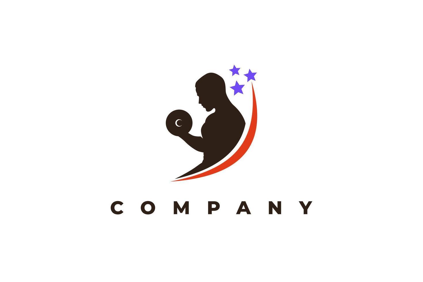 man lifting dumbell silhouette fitness logo vector