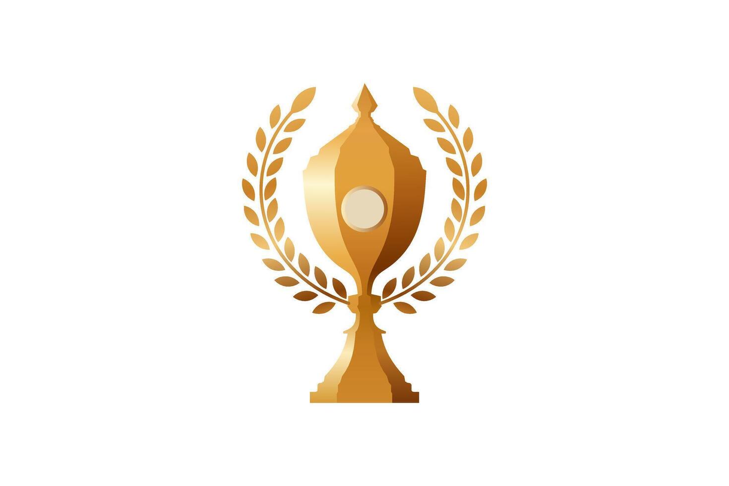 golden cup trophy with grain or paddy vector