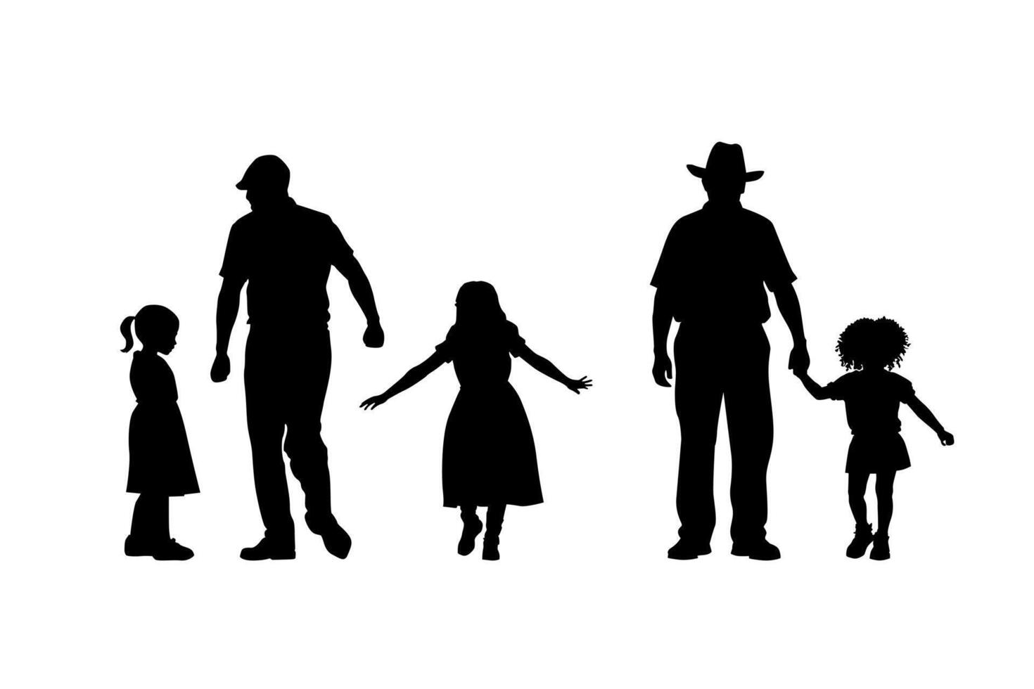 father and daughter silhouette sheriff vector