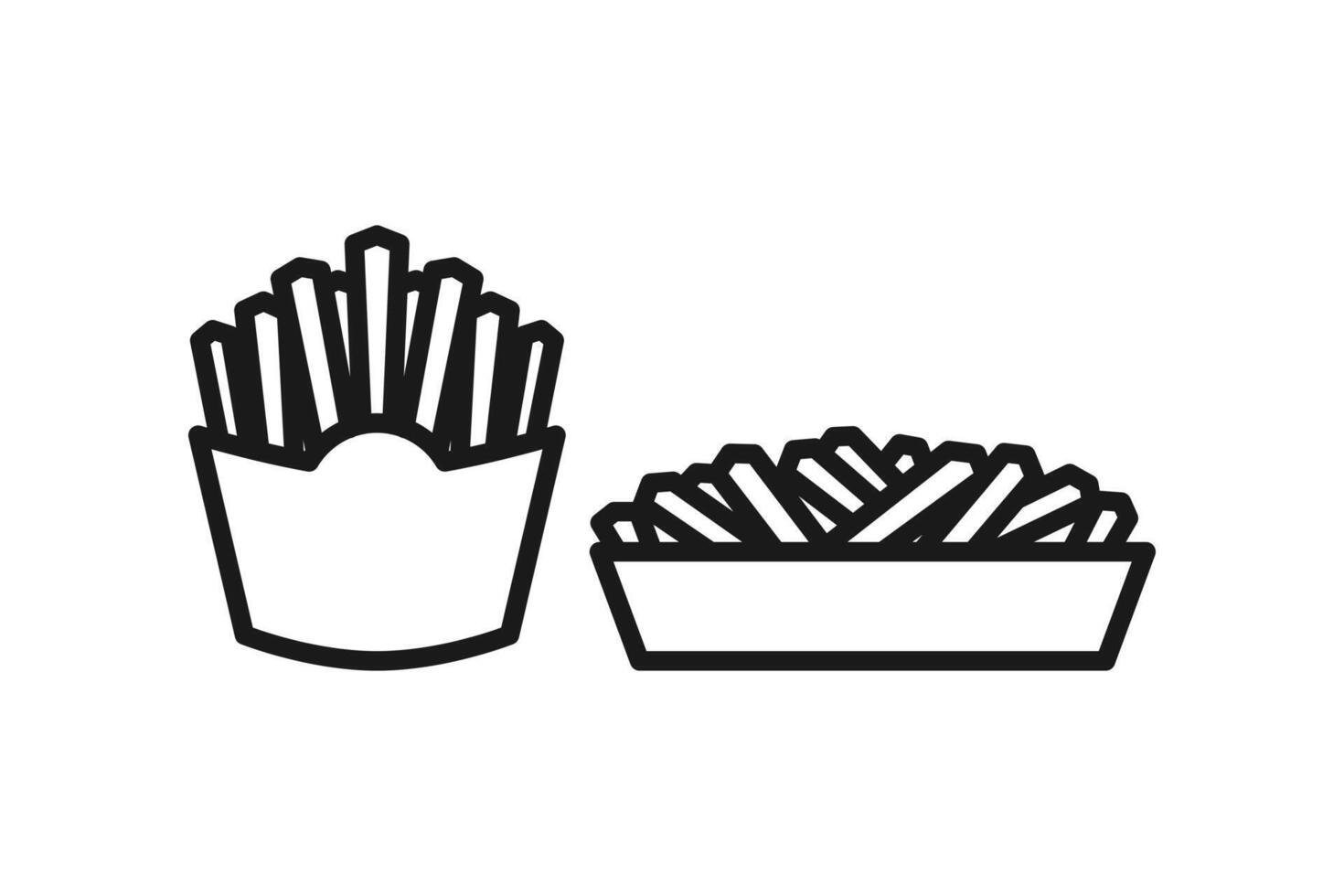 line icons of french fries and fried potatoes vector