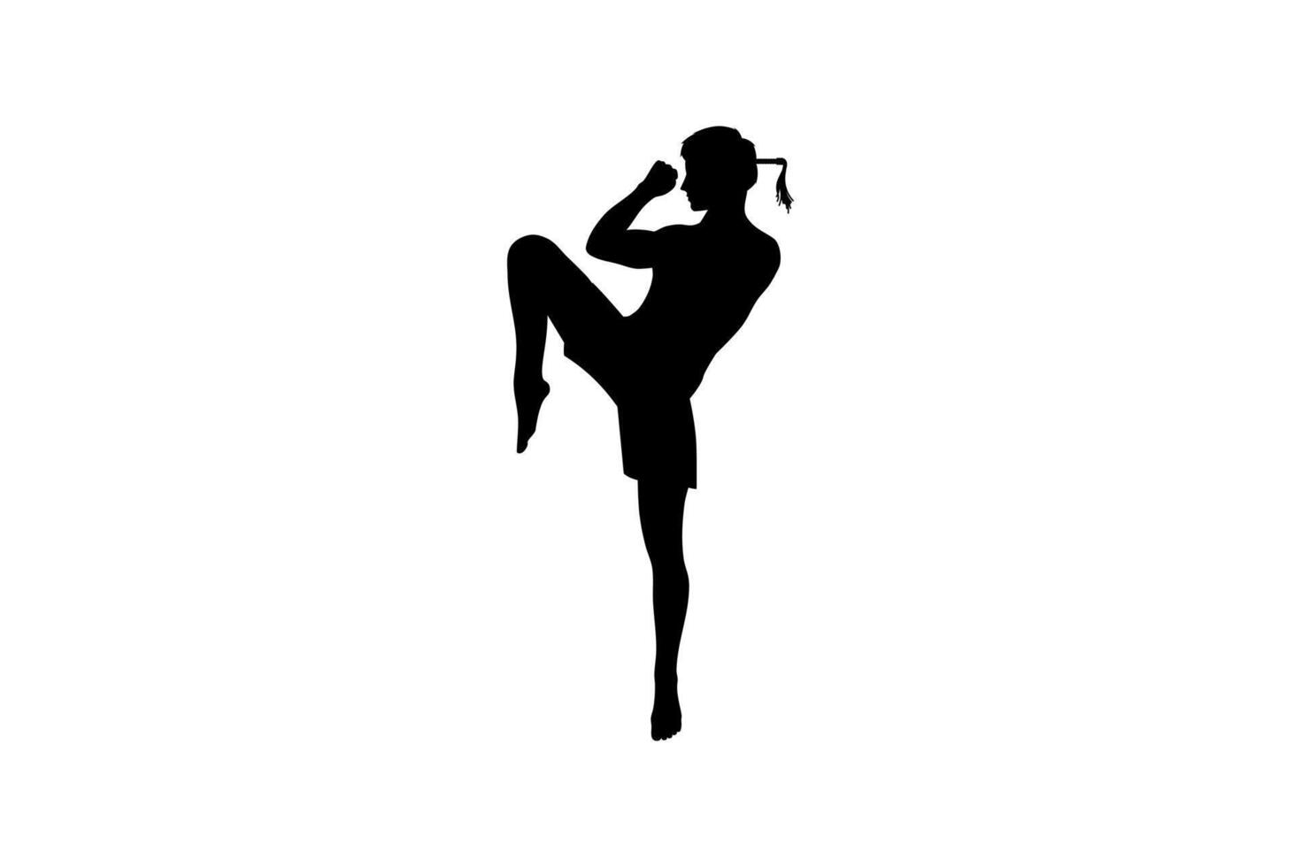 muay thai martial arts stance silhouette vector