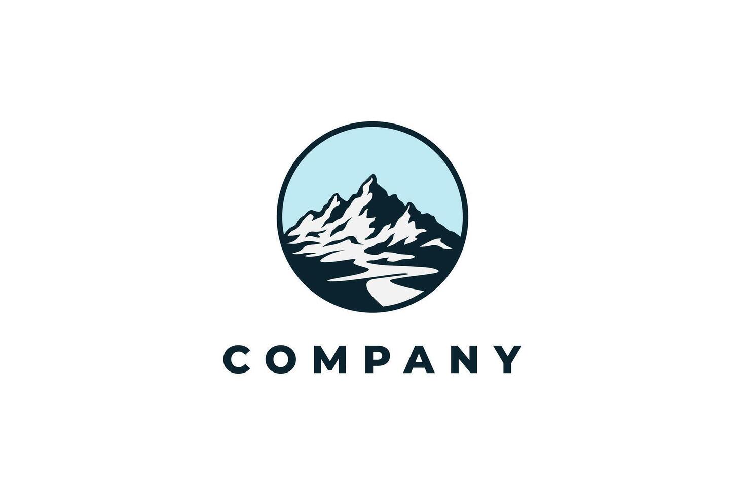 mountain hill logo design scenery hand drawn vector
