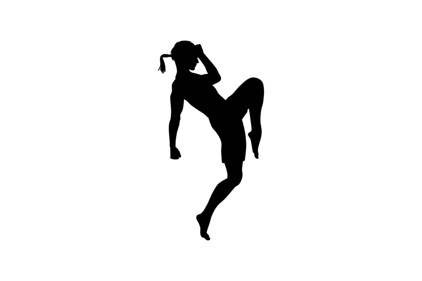 silhouette of muay thai martial arts knee kick vector
