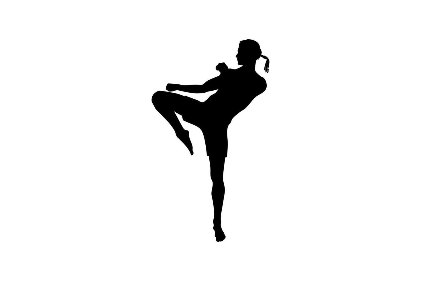 muay thai martial arts stance silhouette. muay thai knee kick vector