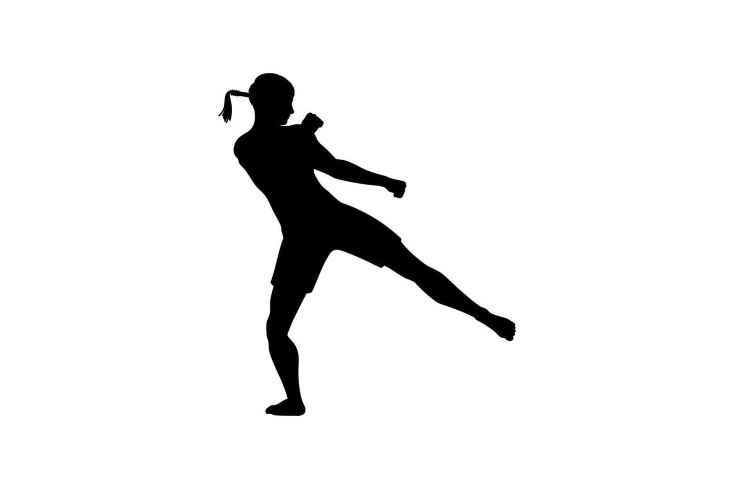 low kick muay thai martial arts silhouette vector
