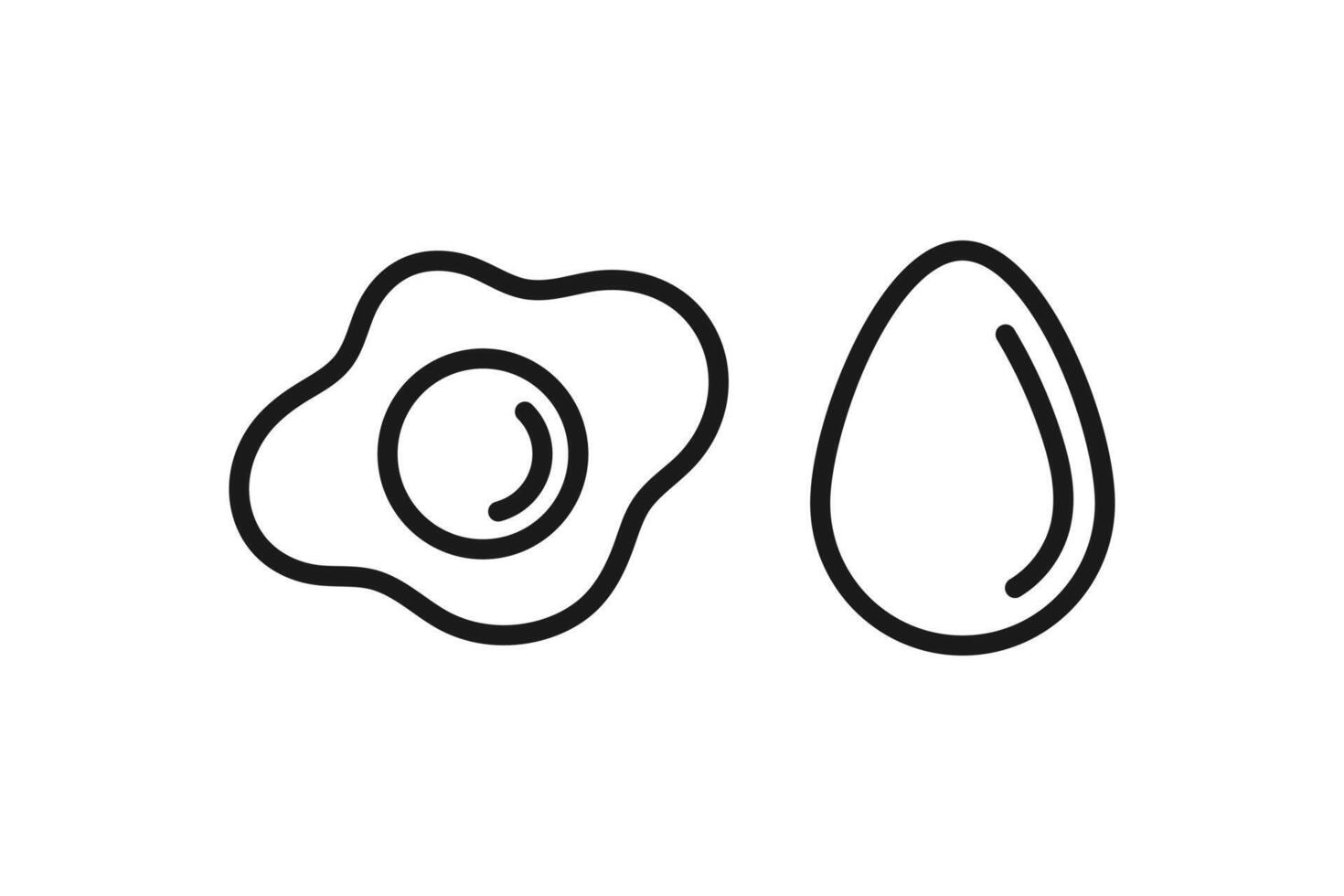 line icons of boiled and fried eggs vector