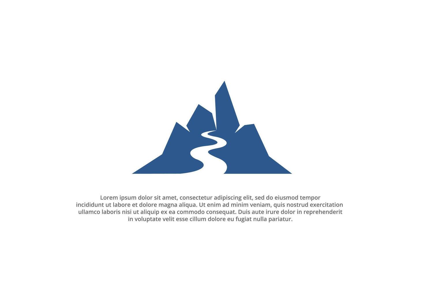 mountain hill logo design with river silhouette template vector