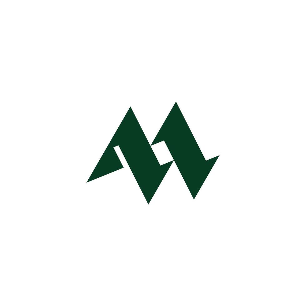 letters m sharp shape green mountain simple geometric logo vector