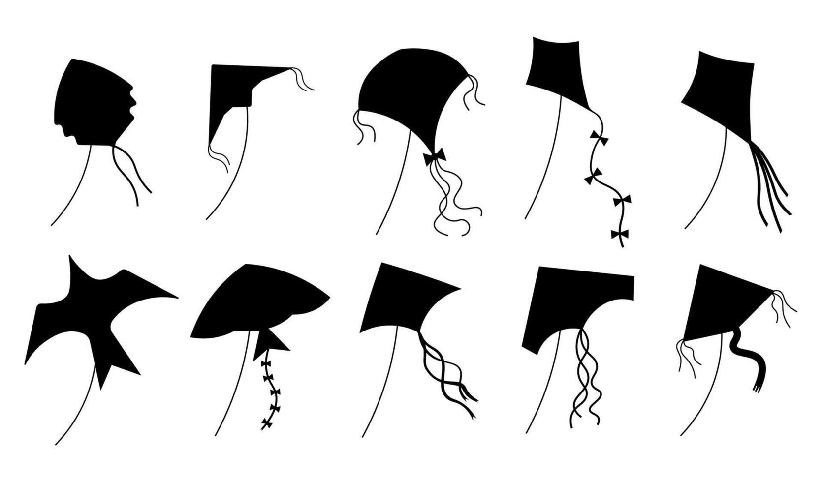 Kite silhouettes illustration set vector