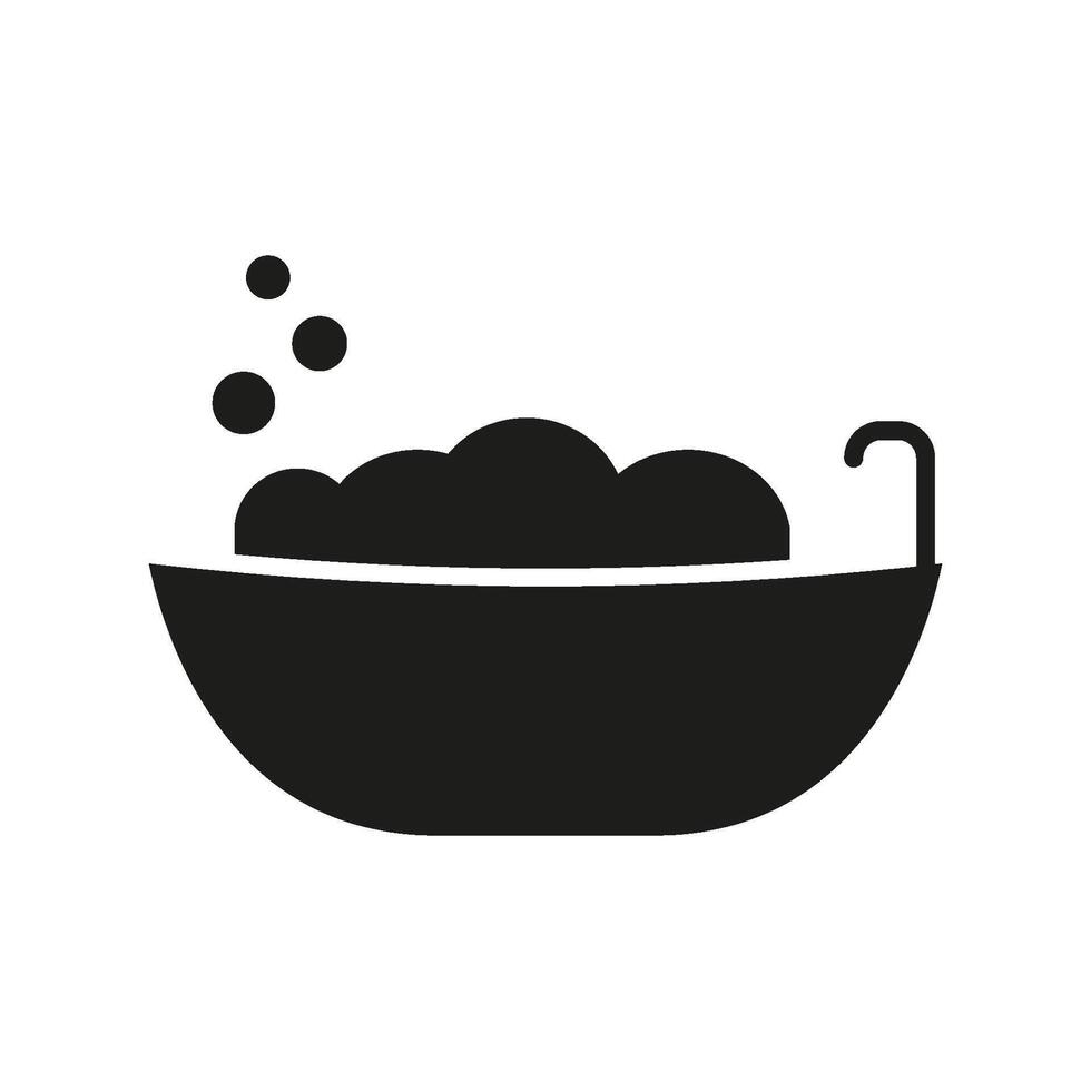 Bathtub With Bubbles Silhouette Icon. Relaxing Bath With Foam Glyph Symbol. Foamy Bathtub For Relaxation. Isolated Illustration vector