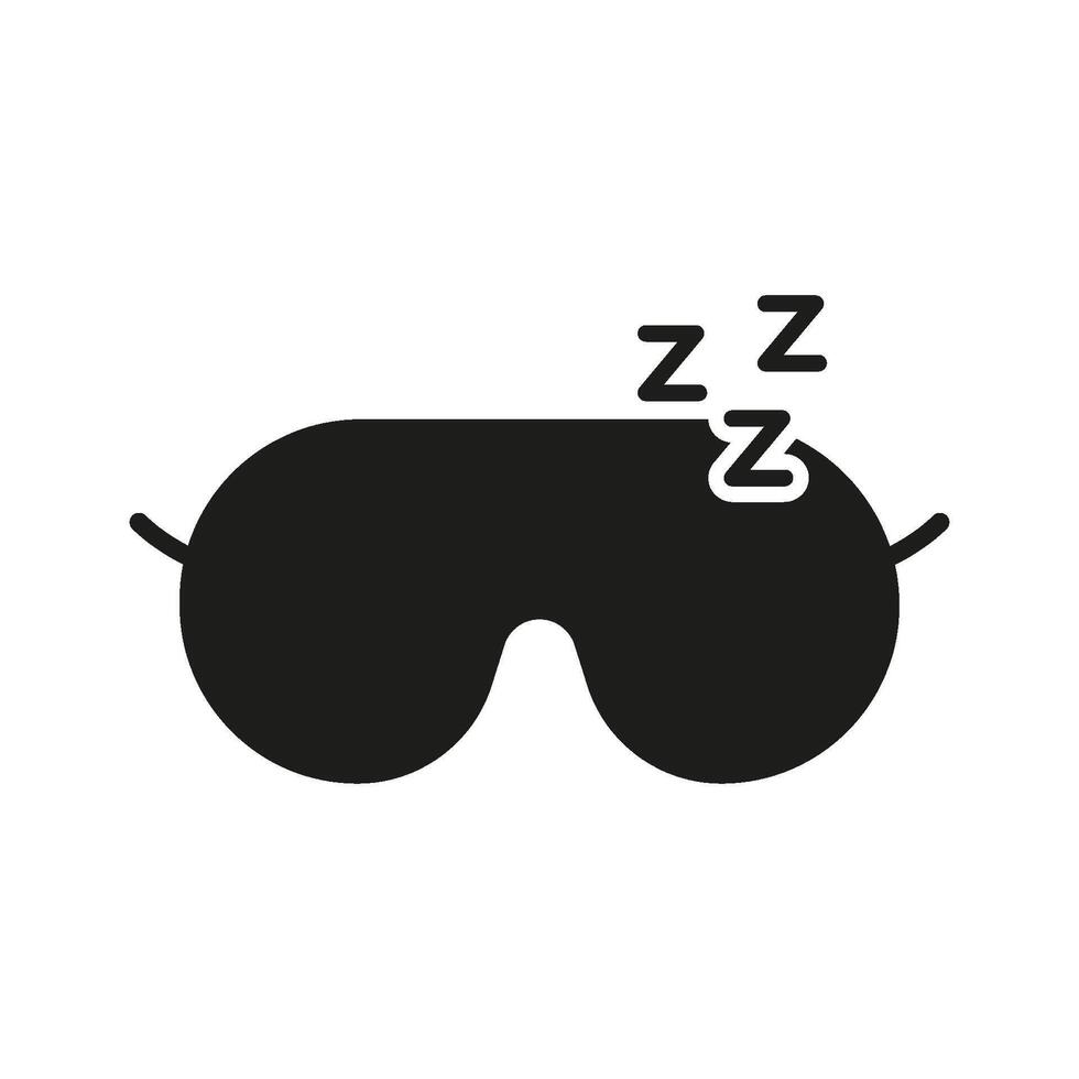 Sleep Mask With ZZZ Silhouette Icon. Eye Mask For Sleeping Glyph Symbol. Restful Sleep Accessory. Isolated Illustration vector