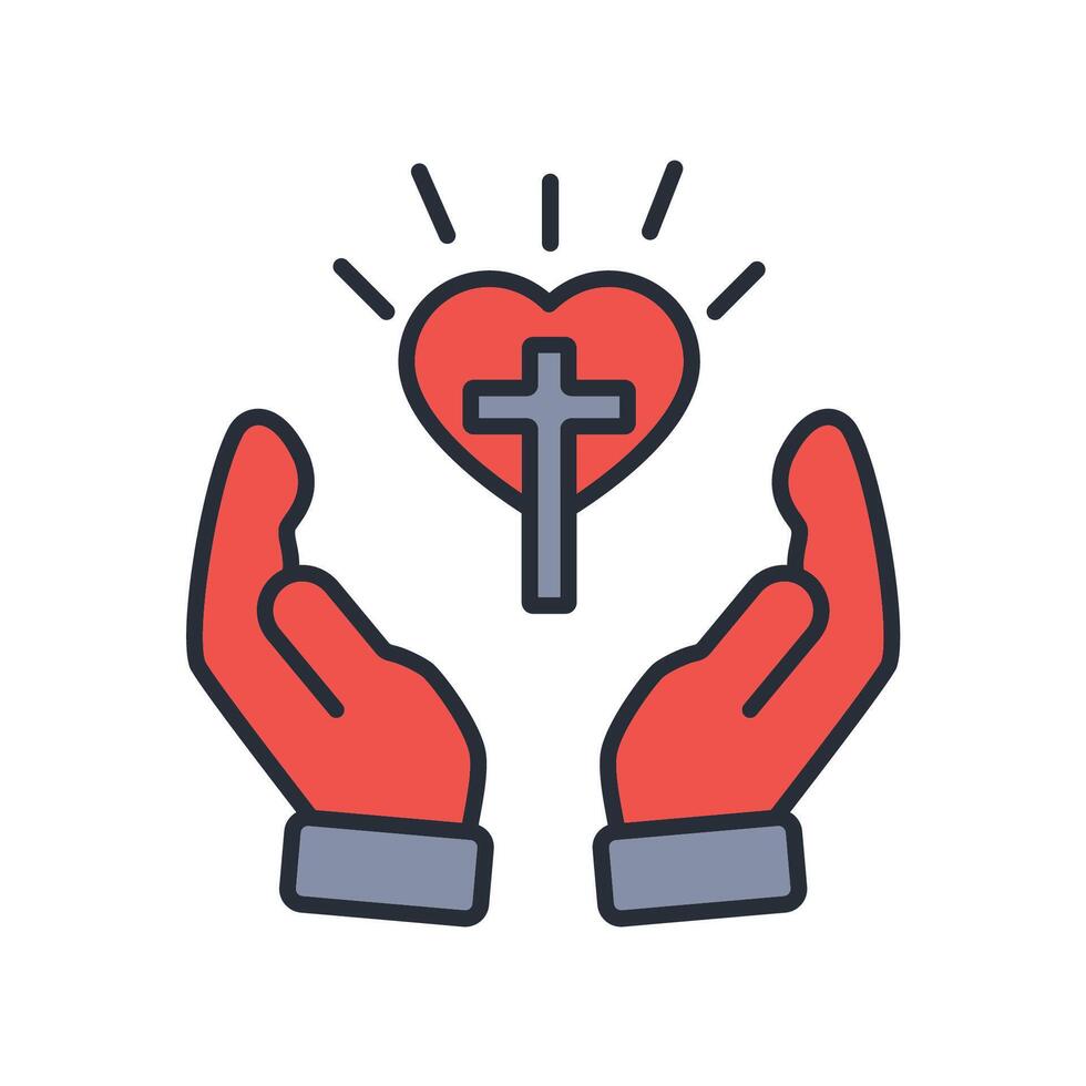 faith icon. .Editable stroke.linear style sign for use web design,logo.Symbol illustration. vector