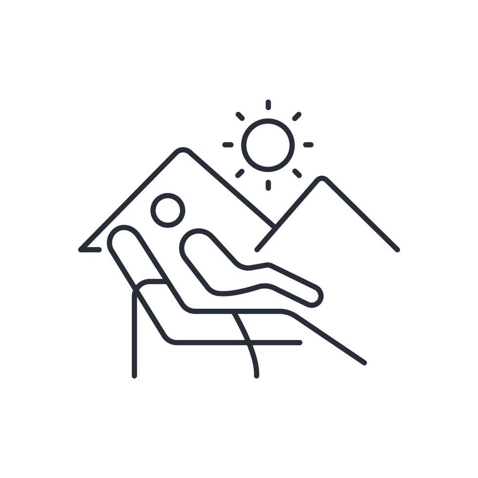 sun bathing icon. .Editable stroke.linear style sign for use web design,logo.Symbol illustration. vector