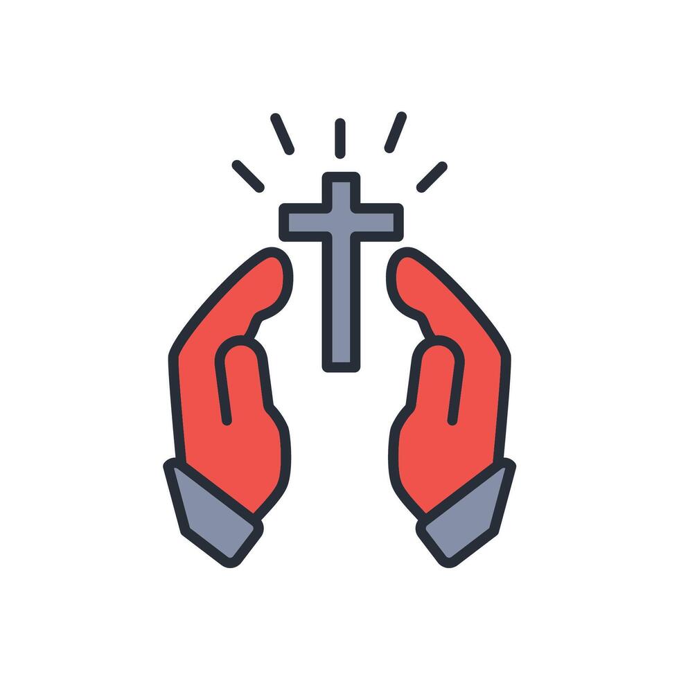 worship icon. .Editable stroke.linear style sign for use web design,logo.Symbol illustration. vector