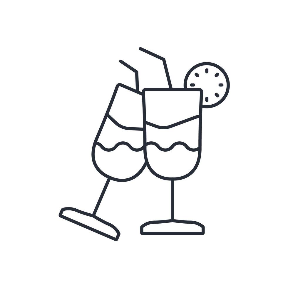 tropical drink icon. .Editable stroke.linear style sign for use web design,logo.Symbol illustration. vector