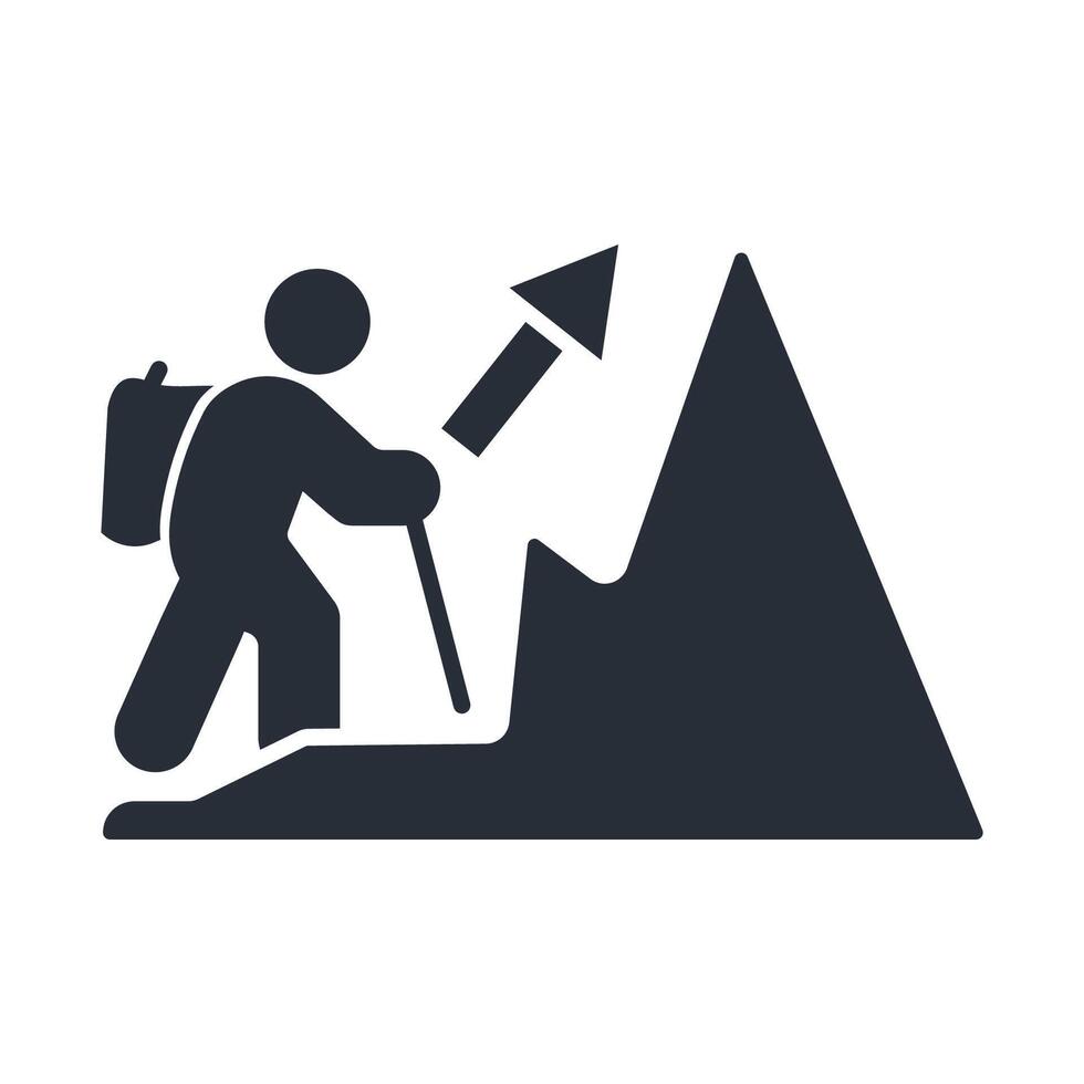 Hiking icon. .Editable stroke.linear style sign for use web design,logo.Symbol illustration. vector