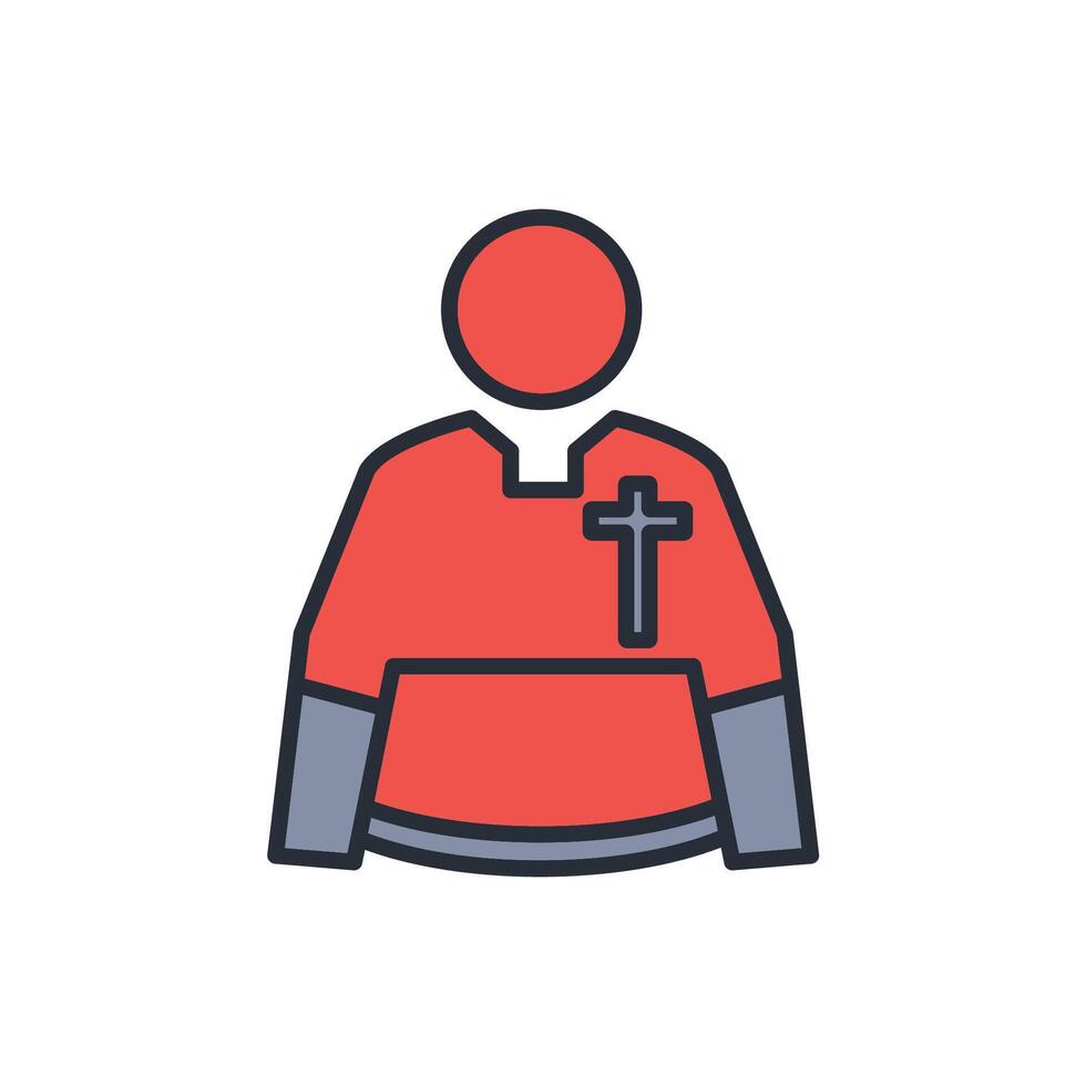 priest icon. .Editable stroke.linear style sign for use web design,logo.Symbol illustration. vector