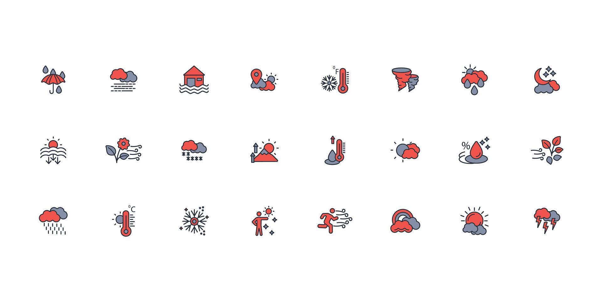 Weather icon set..Editable stroke.linear style sign for use web design,logo.Symbol illustration. vector