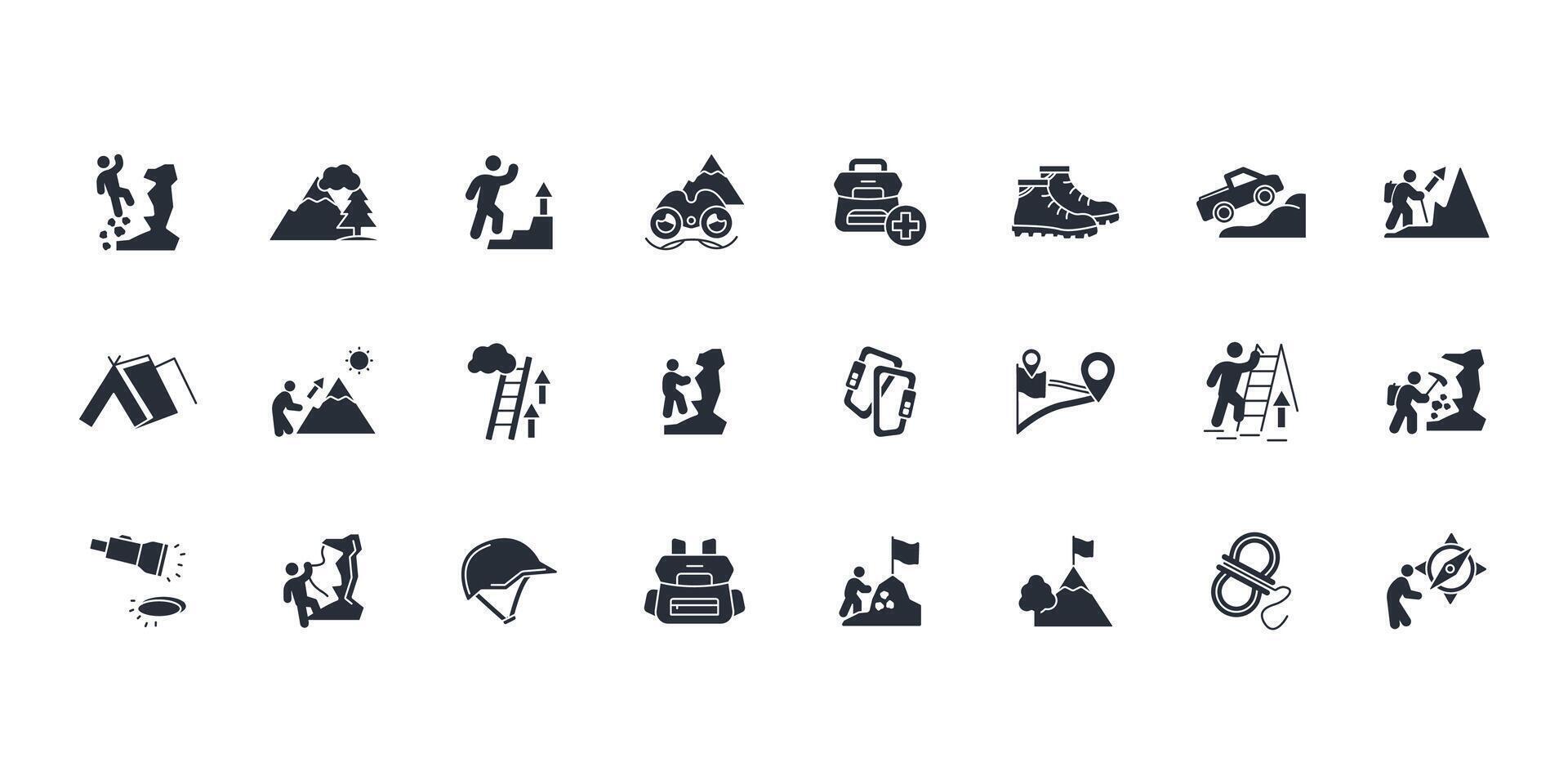 Climbing icon set..Editable stroke.linear style sign for use web design,logo.Symbol illustration. vector