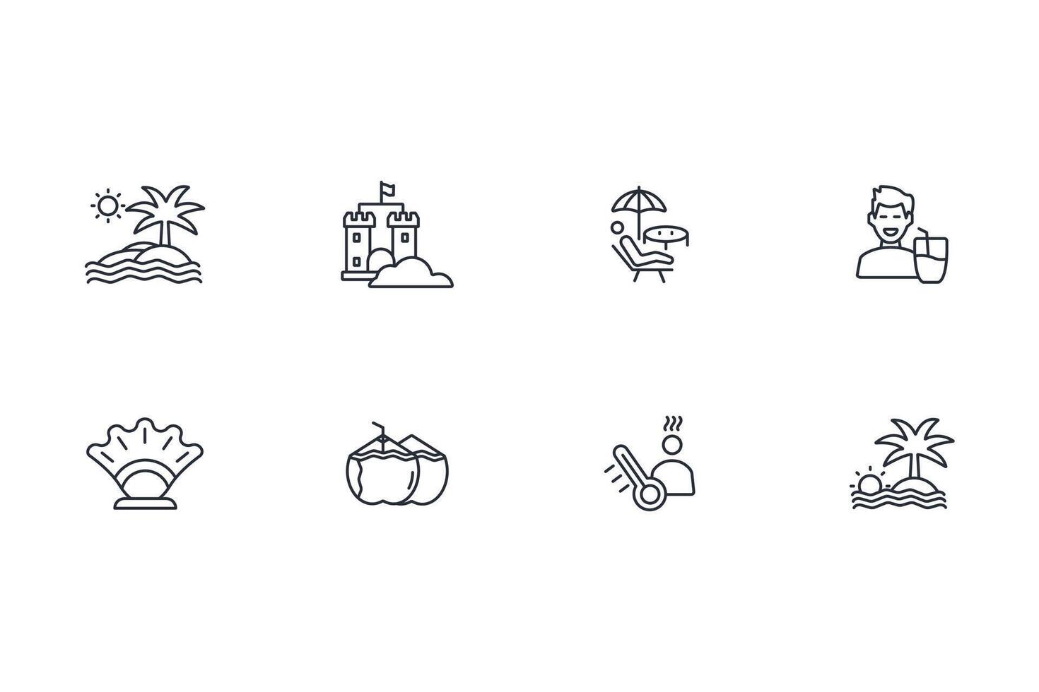 Summer icon set..Editable stroke.linear style sign for use web design,logo.Symbol illustration. vector