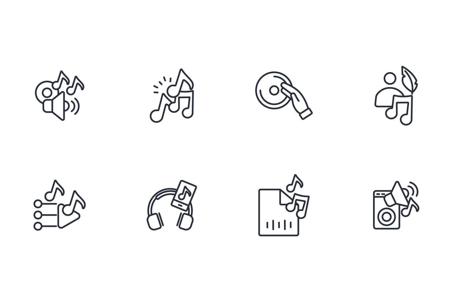 music icon. .Editable stroke.linear style sign for use web design,logo.Symbol illustration. vector