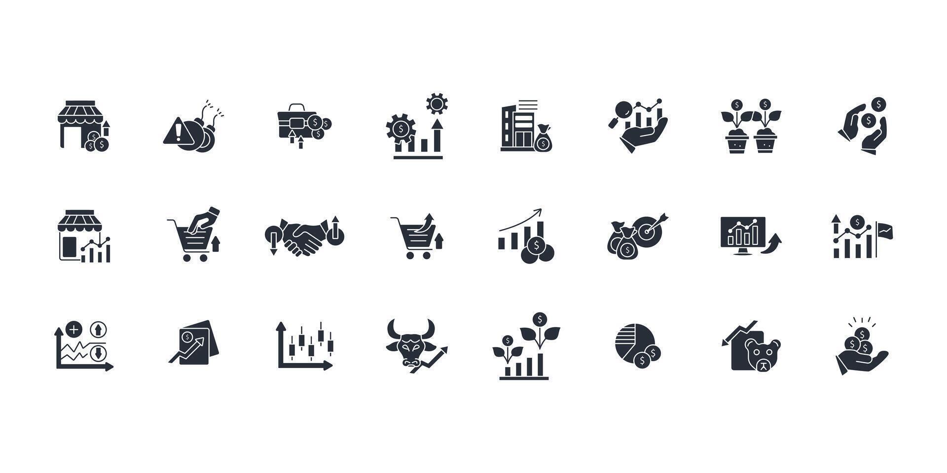 Stock market icon set..Editable stroke.linear style sign for use web design,logo.Symbol illustration. vector