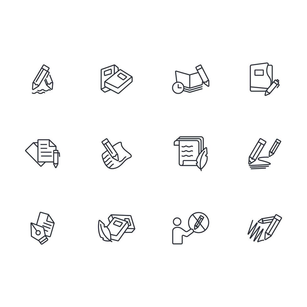 writing icon set..Editable stroke.linear style sign for use web design,logo.Symbol illustration. vector