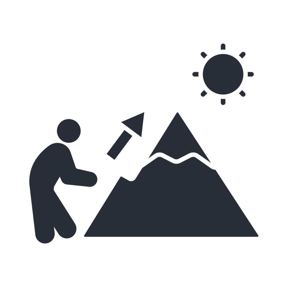 mountains climbing icon. .Editable stroke.linear style sign for use web design,logo.Symbol illustration. vector