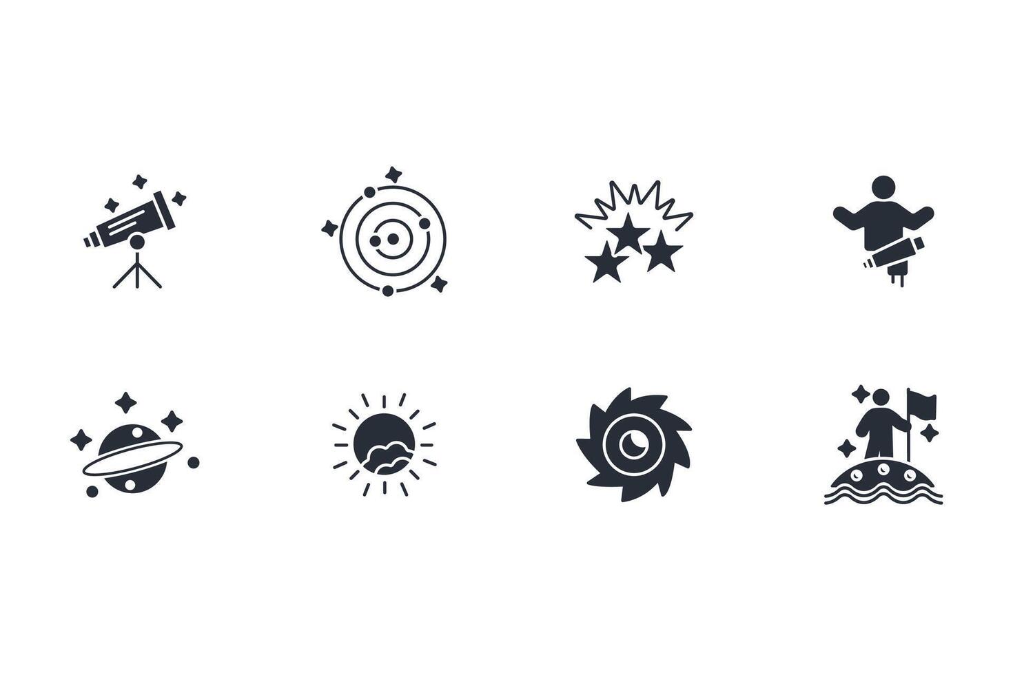 Astronomy icon set..Editable stroke.linear style sign for use web design,logo.Symbol illustration. vector
