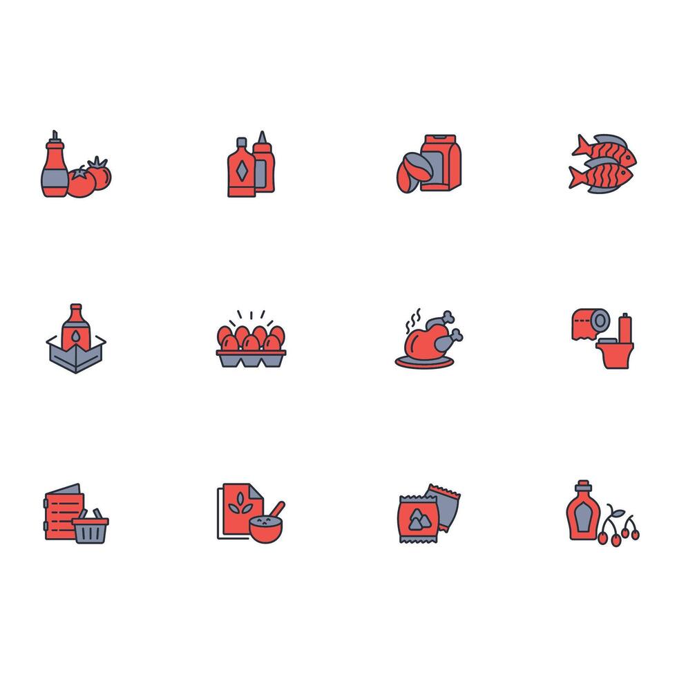 grocery icon set..Editable stroke.linear style sign for use web design,logo.Symbol illustration. vector