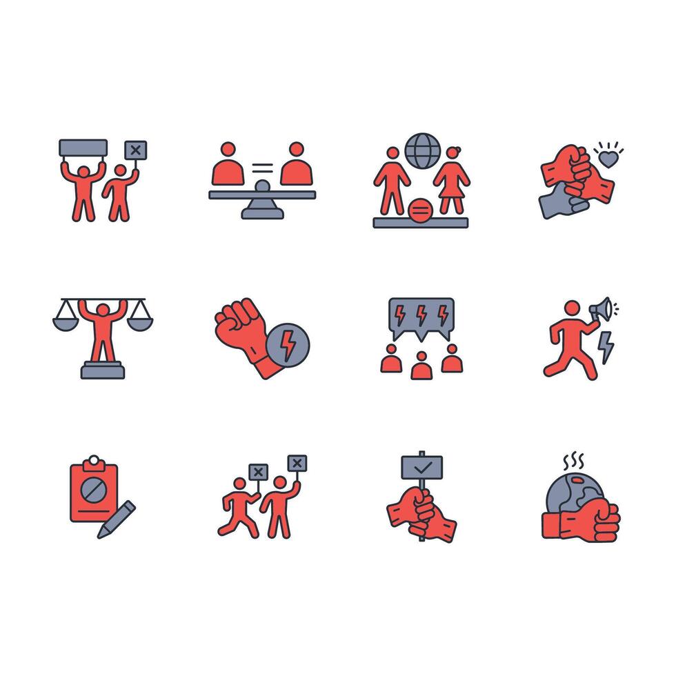 activism protest icon set..Editable stroke.linear style sign for use web design,logo.Symbol illustration. vector