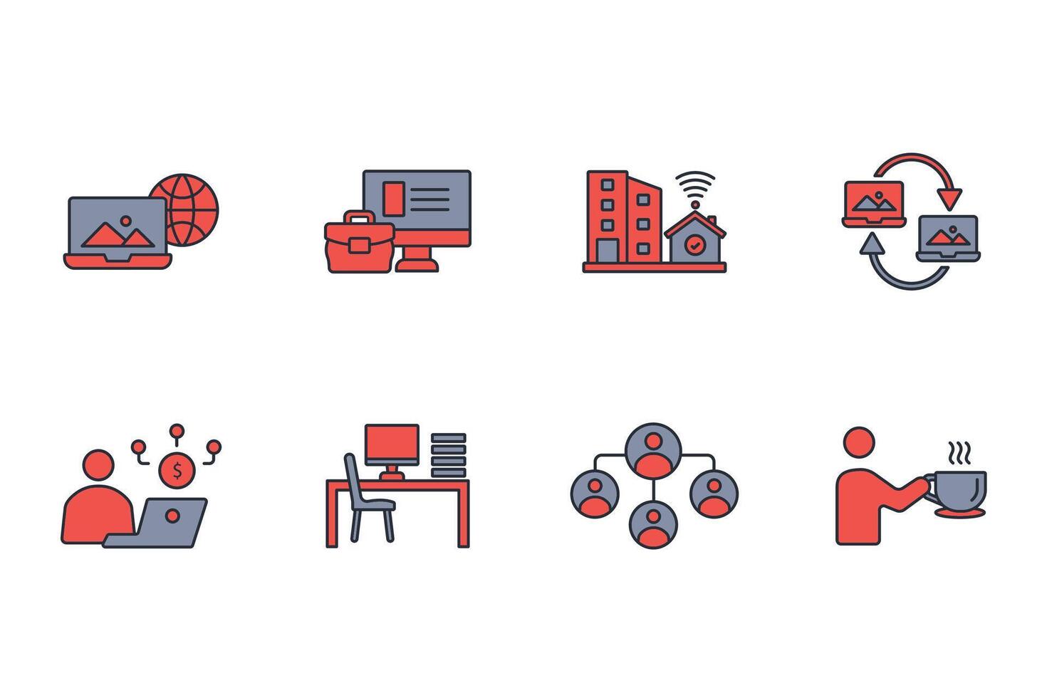 working from home icon set..Editable stroke.linear style sign for use web design,logo.Symbol illustration. vector