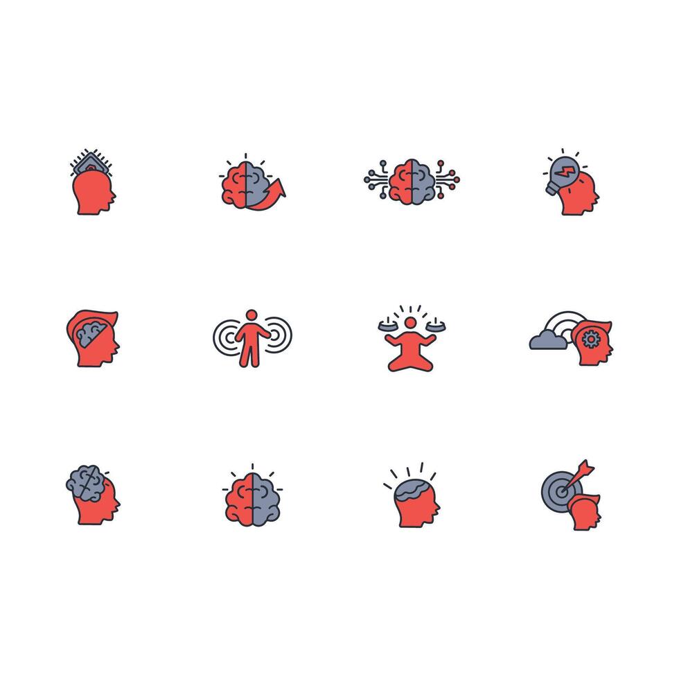 Brain icon set..Editable stroke.linear style sign for use web design,logo.Symbol illustration. vector
