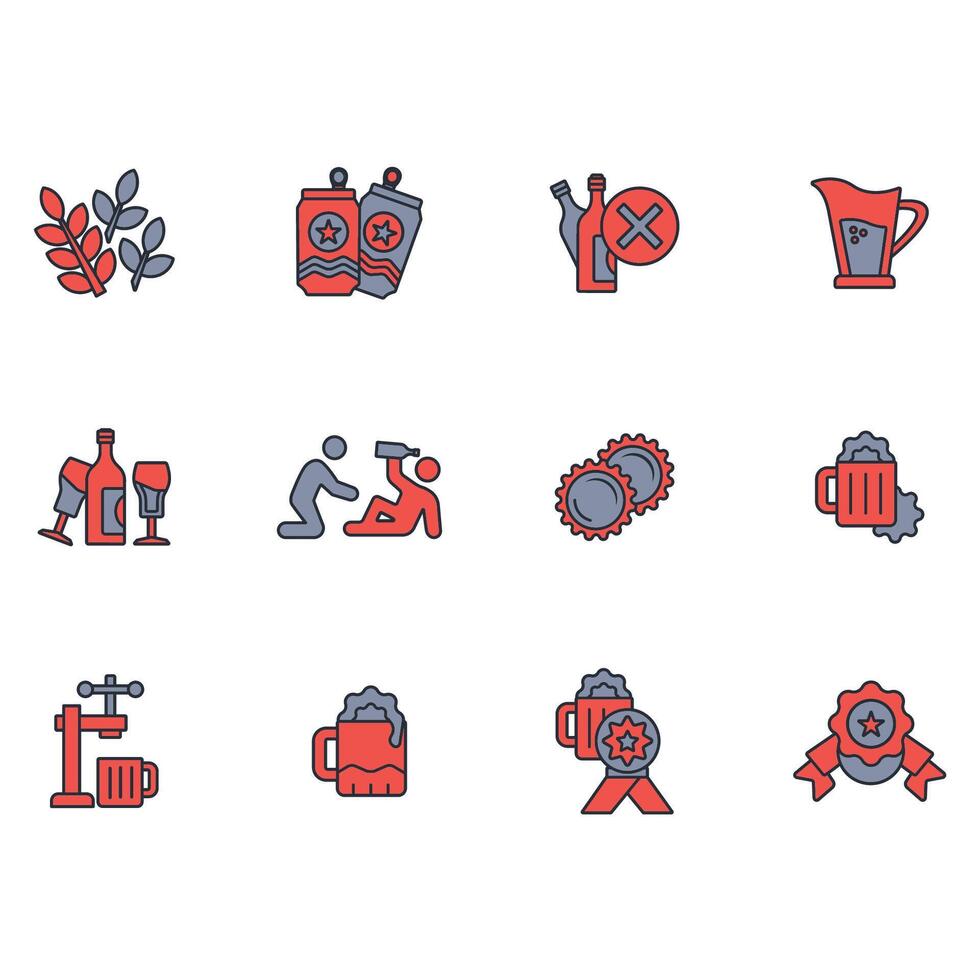 Beer icon set..Editable stroke.linear style sign for use web design,logo.Symbol illustration. vector