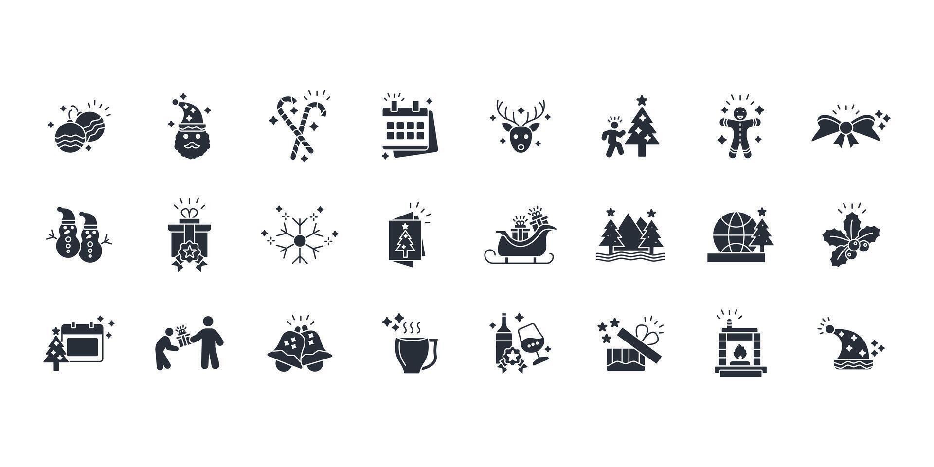 Christmas icon set..Editable stroke.linear style sign for use web design,logo.Symbol illustration. vector