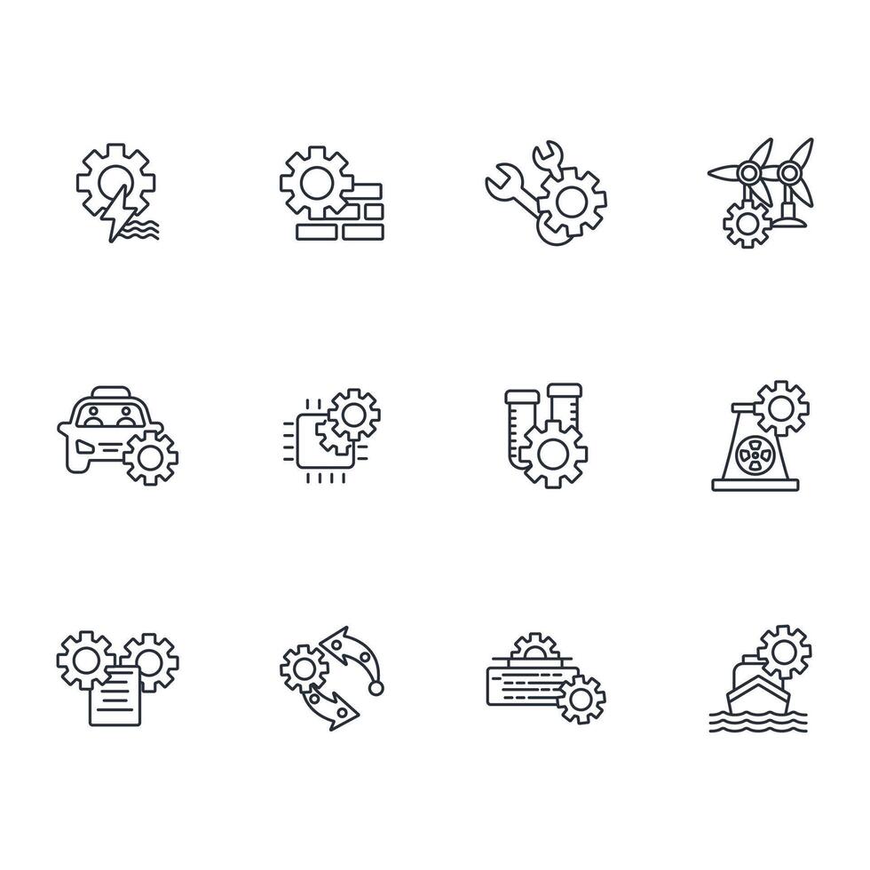 Engineering icon set..Editable stroke.linear style sign for use web design,logo.Symbol illustration. vector