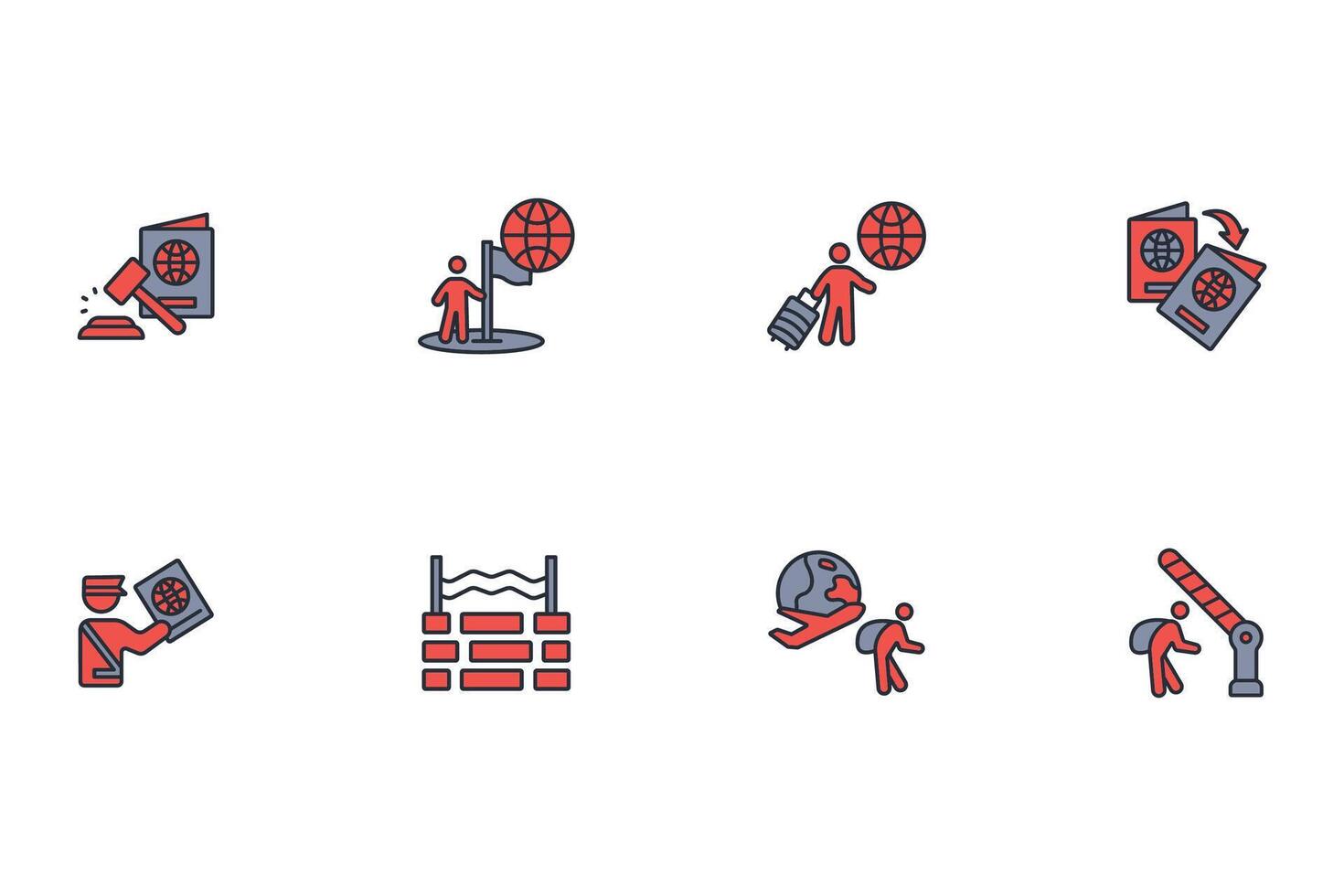 migration icon set..Editable stroke.linear style sign for use web design,logo.Symbol illustration. vector