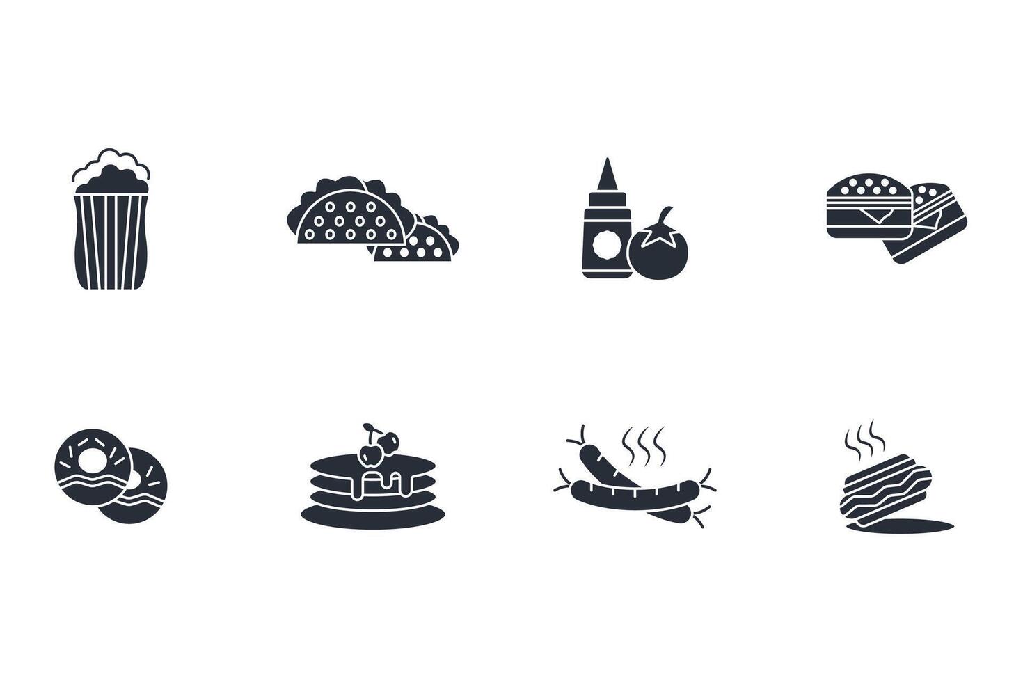 Fast food icon set..Editable stroke.linear style sign for use web design,logo.Symbol illustration. vector