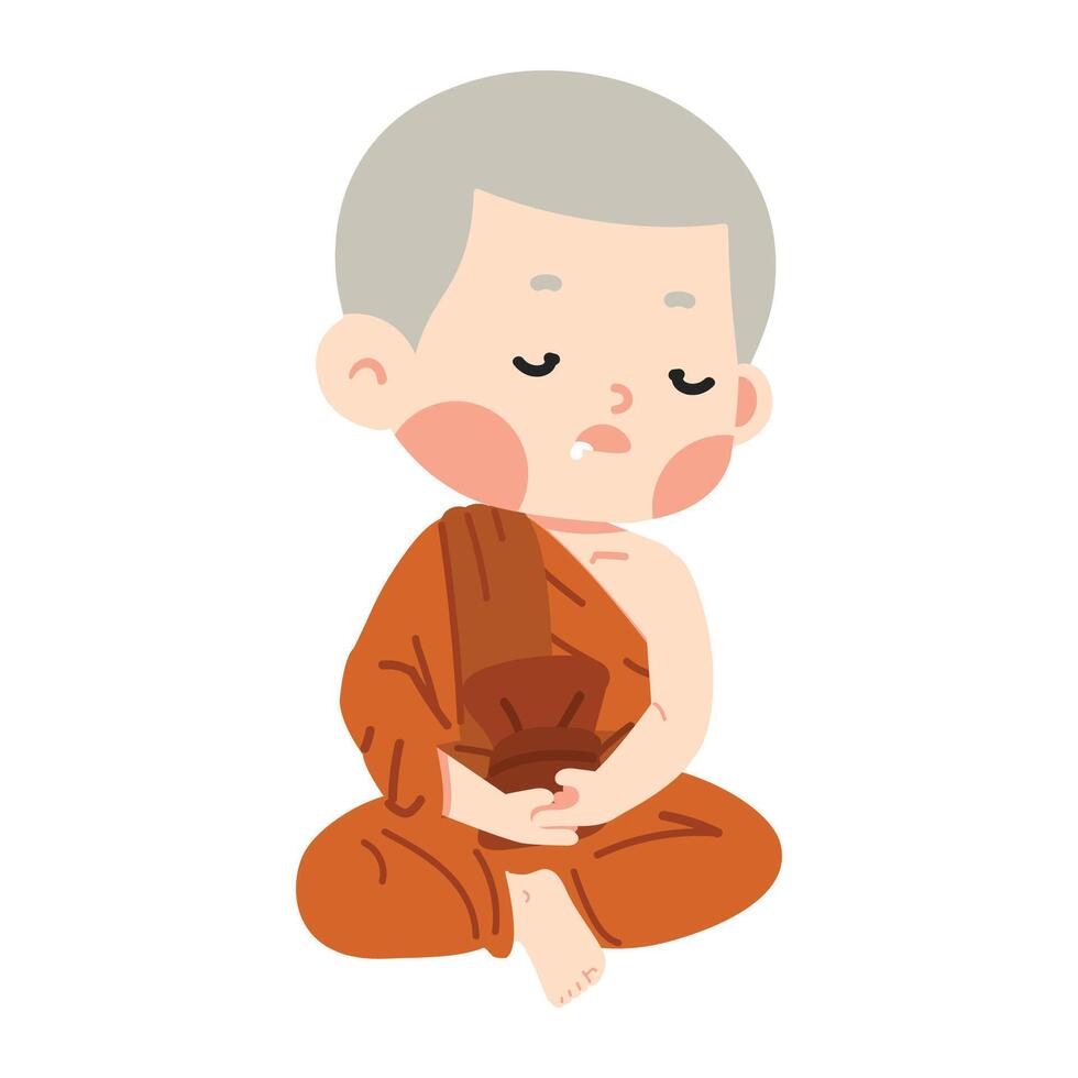 Thai monk in childhood sleeping vector