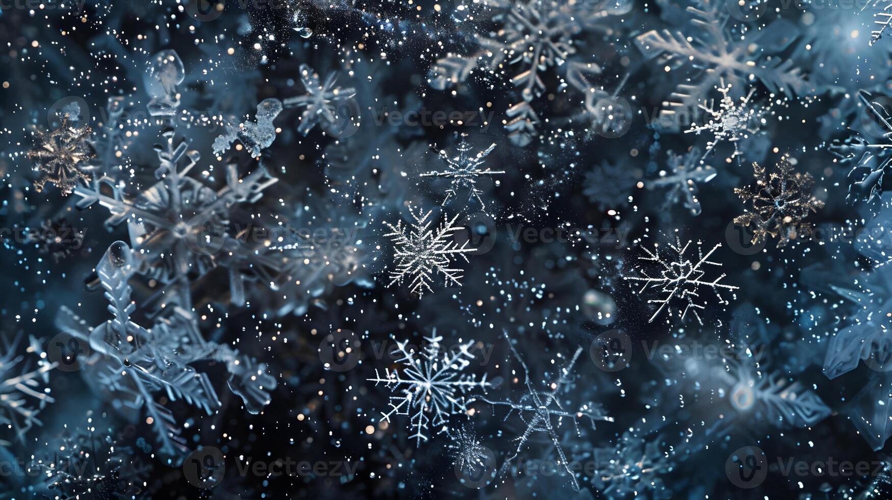 Snow. Realistic snow overlay background. Snowfall, snowflakes in different shapes and forms photo