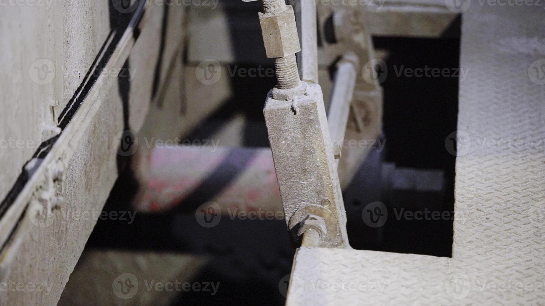 This is a Close Up View of the Hydraulic Mechanism Found in Heavy Machinery Equipment. Stock Clip photo