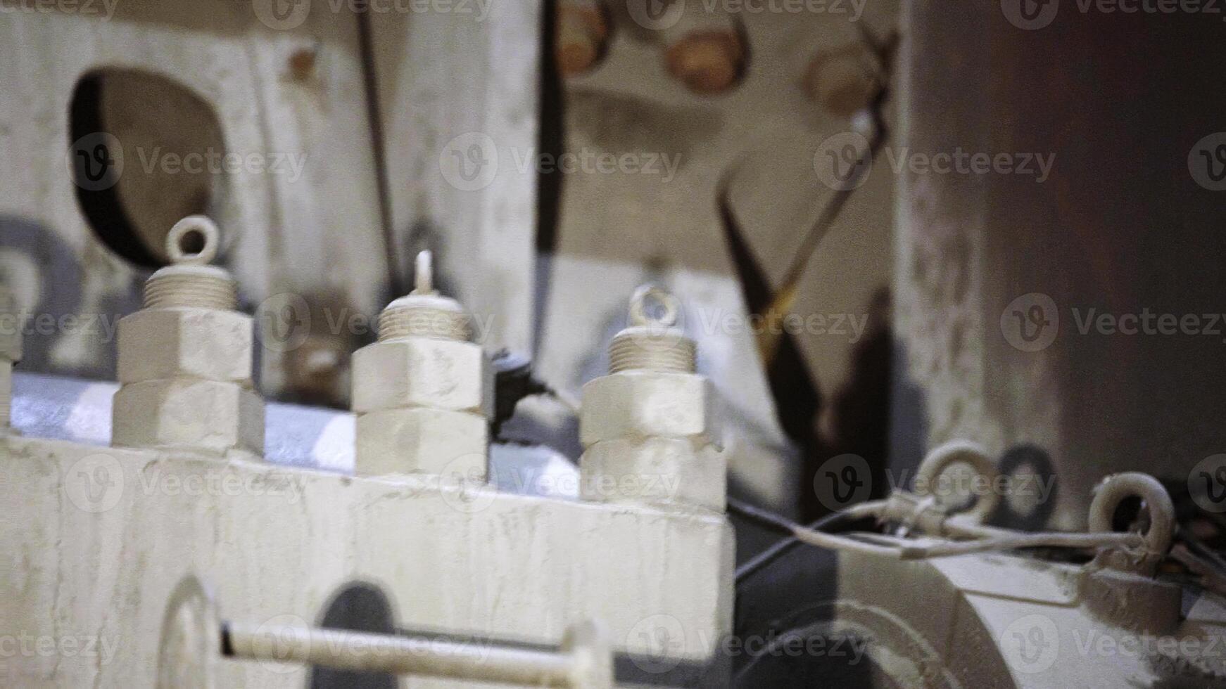 A Detailed Close Up of Various Industrial Machinery Components on Display and in Use. Stock Clip photo