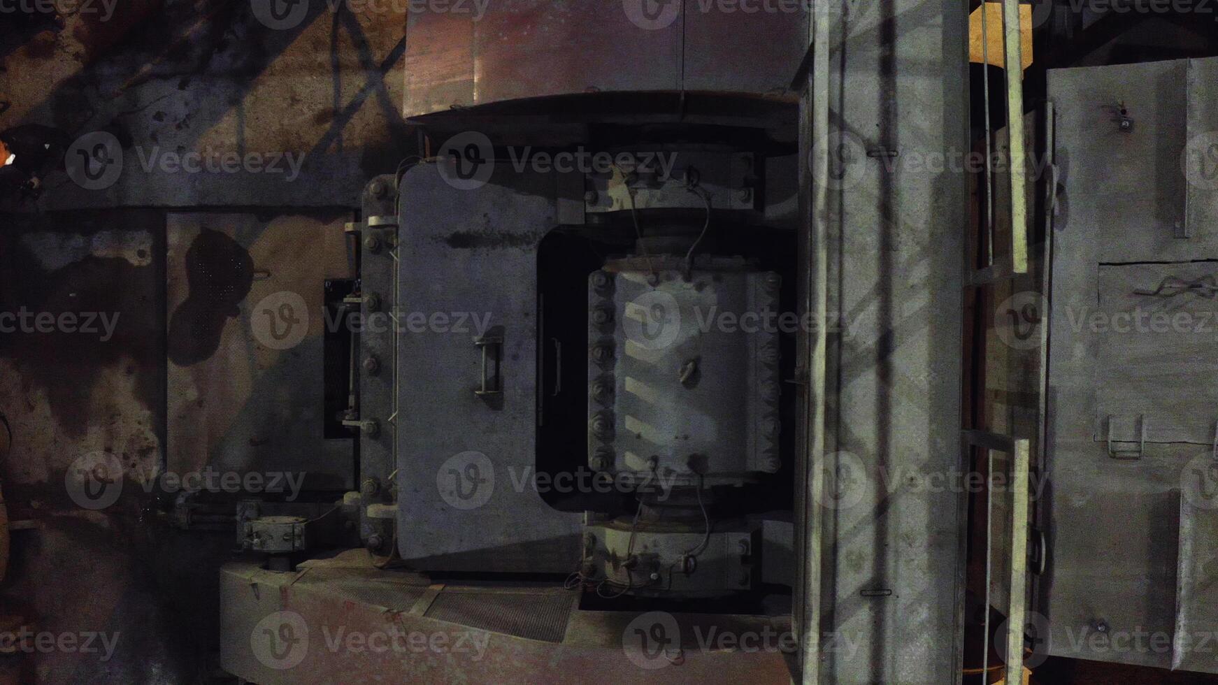 An Aerial View Capturing Industrial Equipment in Action, Showcasing Complex Operations and Processes. Stock Clip photo