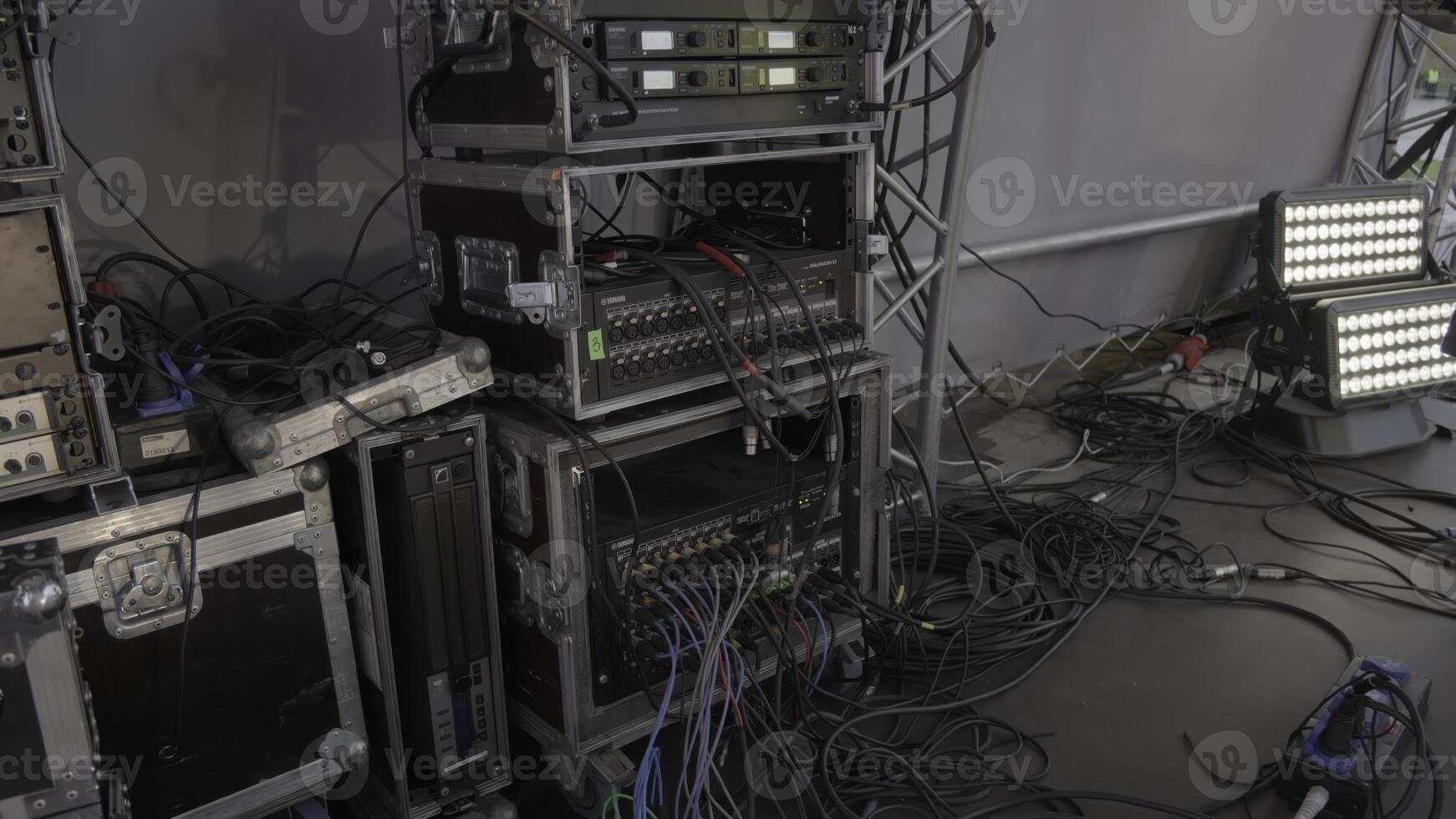 Professional Media Equipment Setup with Proper Cables and Bright Lights for Quality Production. Clip photo