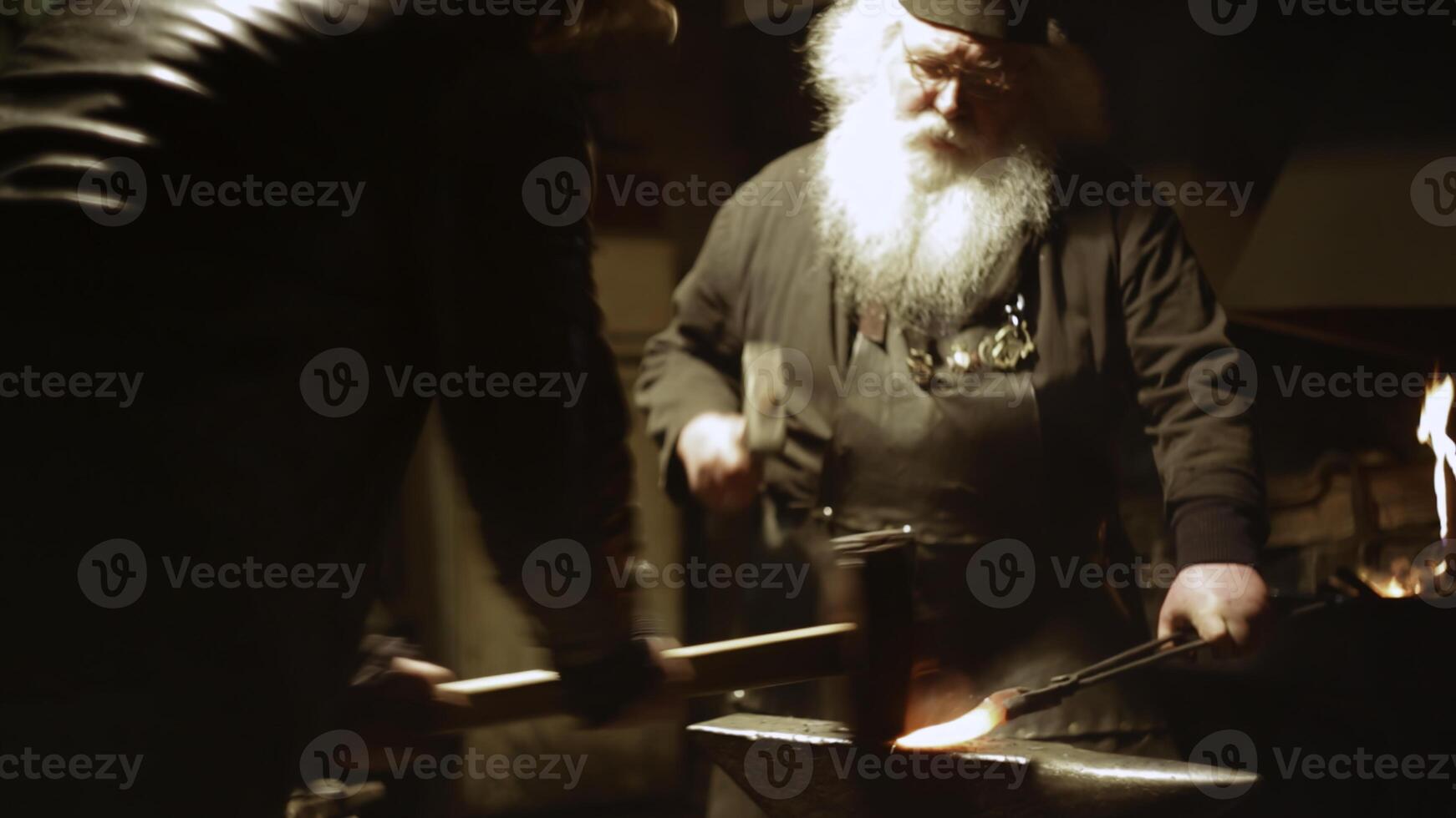 Artisan Blacksmith Skillfully Crafting Unique and Stunning Metalwork in a Historic Workshop. Stock Clip photo